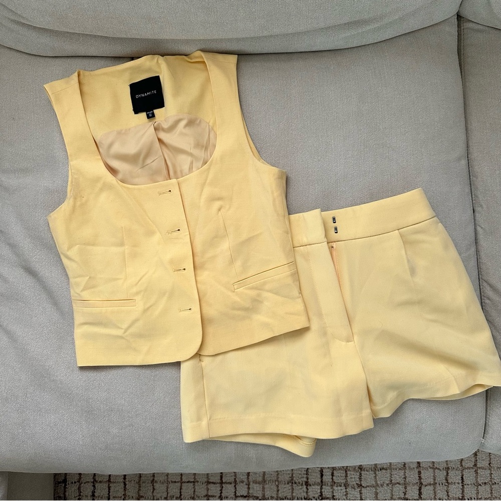 Dynamite Yellow Vest and Shorts Set